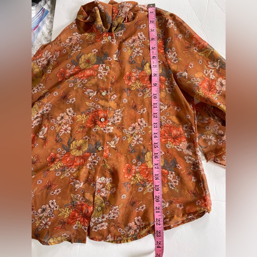 Forever 21 Women's Long-Sleeve Sheer Top Size Small Vintage - Picture 7 of 9